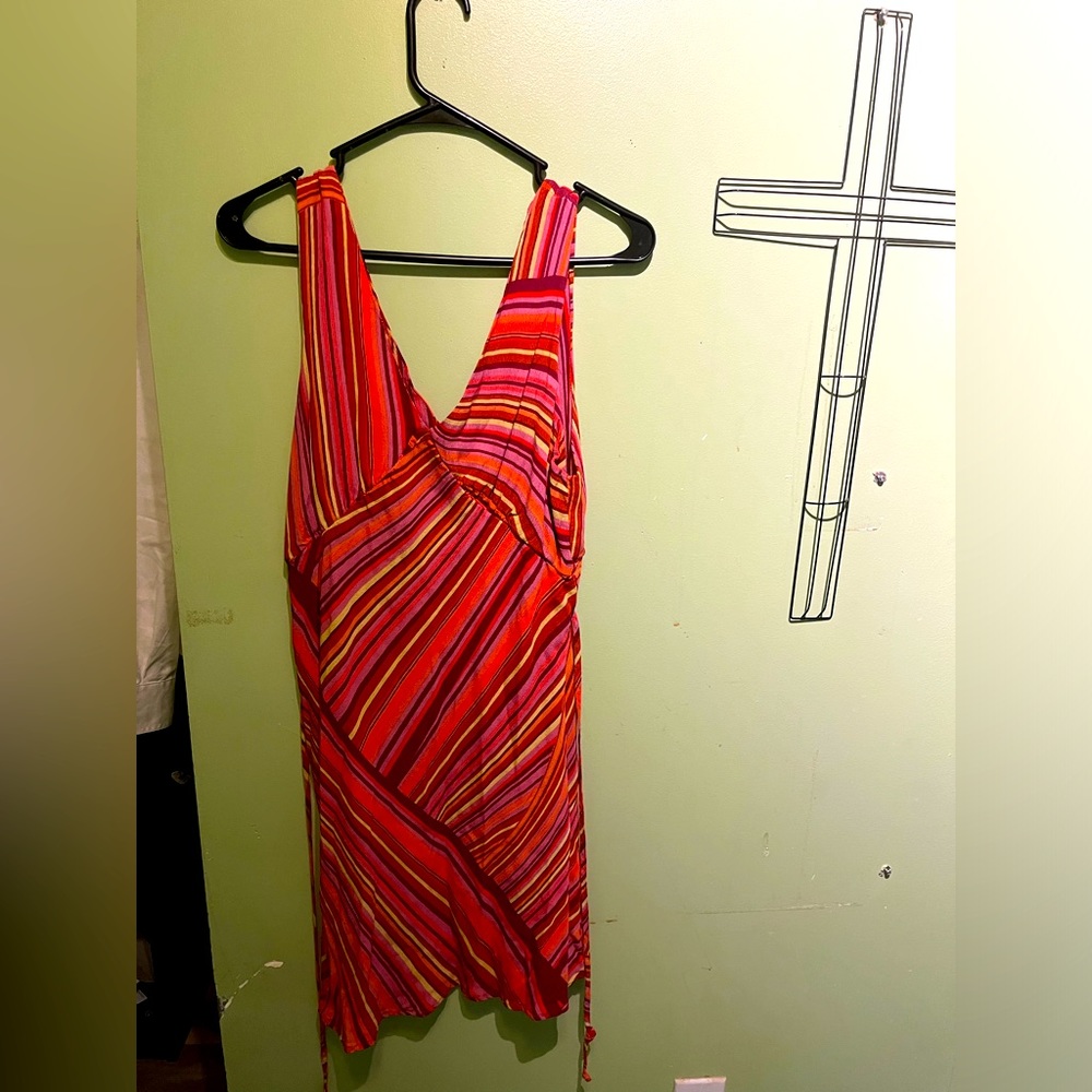 Multi color 70s inspired mini dress